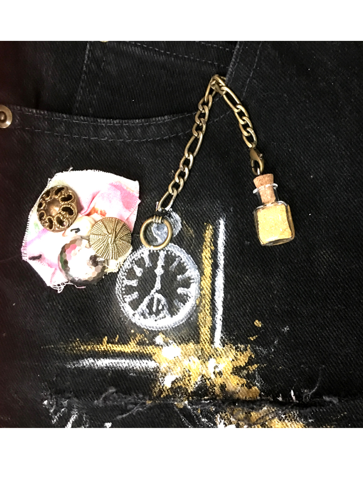 Black Rolled Cuff Shorts Accented with Gold Sparkle