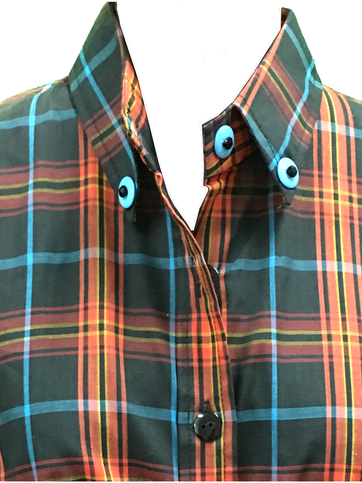 Brown & Orange Cropped-up Plaid Shirt