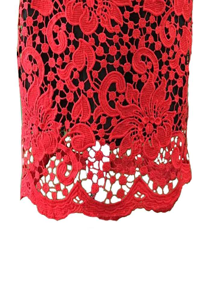 Classy Red Lace Skirt with Black Lining