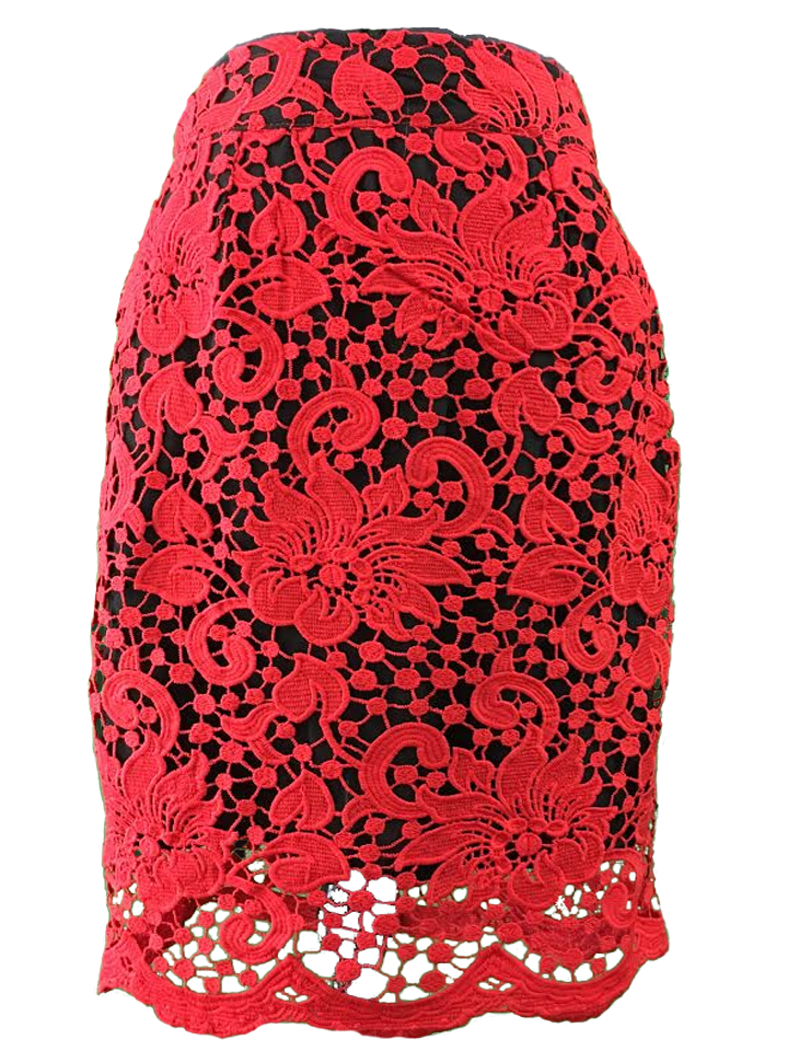 Classy Red Lace Skirt