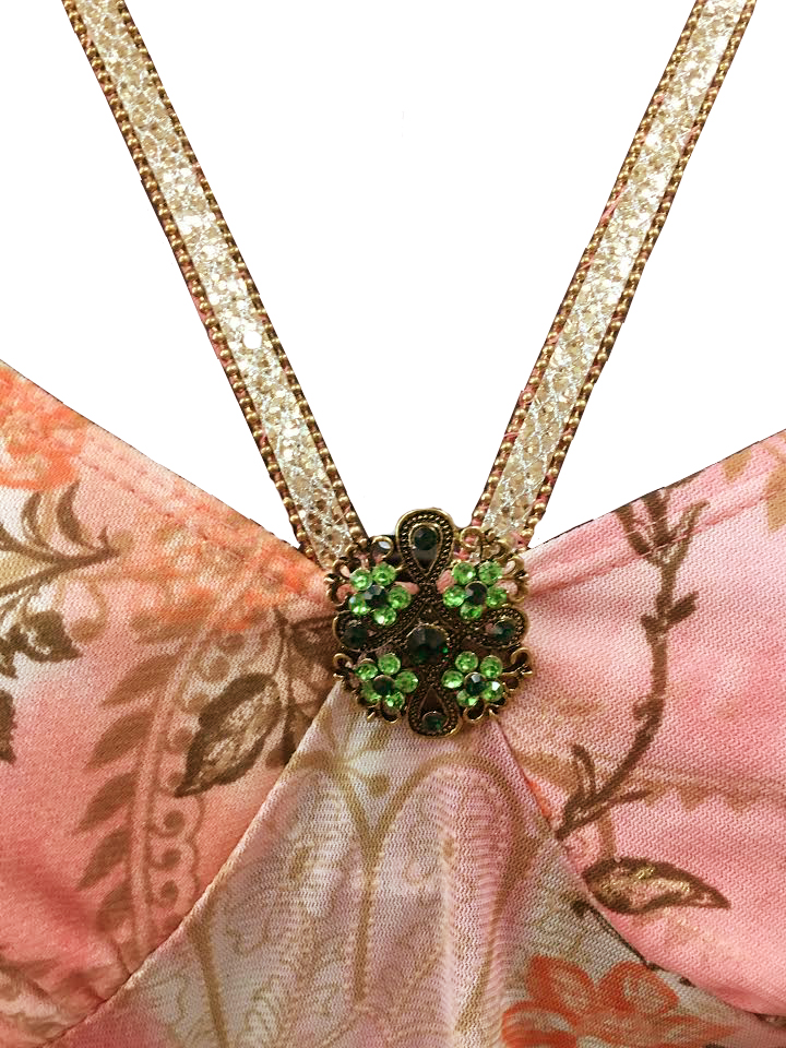 Strappy Peach Top with Sparkle Trim