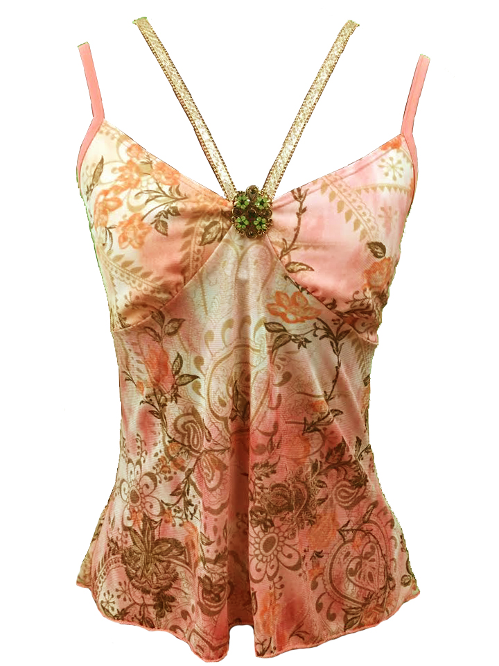 Strappy Peach Top with Sparkle Trim