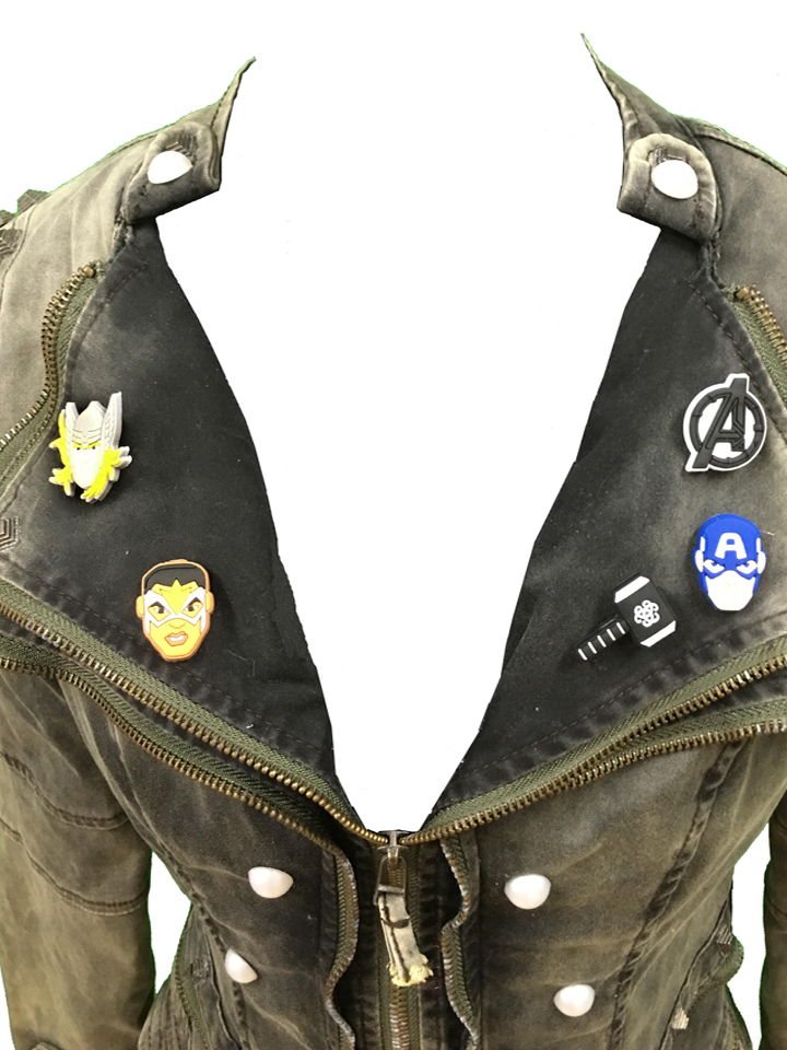 Pearled Zipper Jacket with Avenger Pins